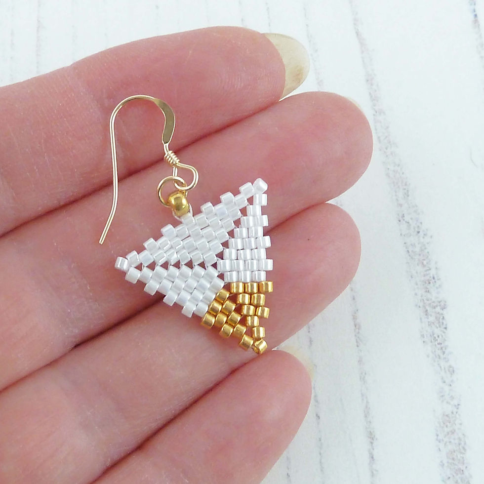 Thumbnail: White with Gold Tip Triangle Earrings