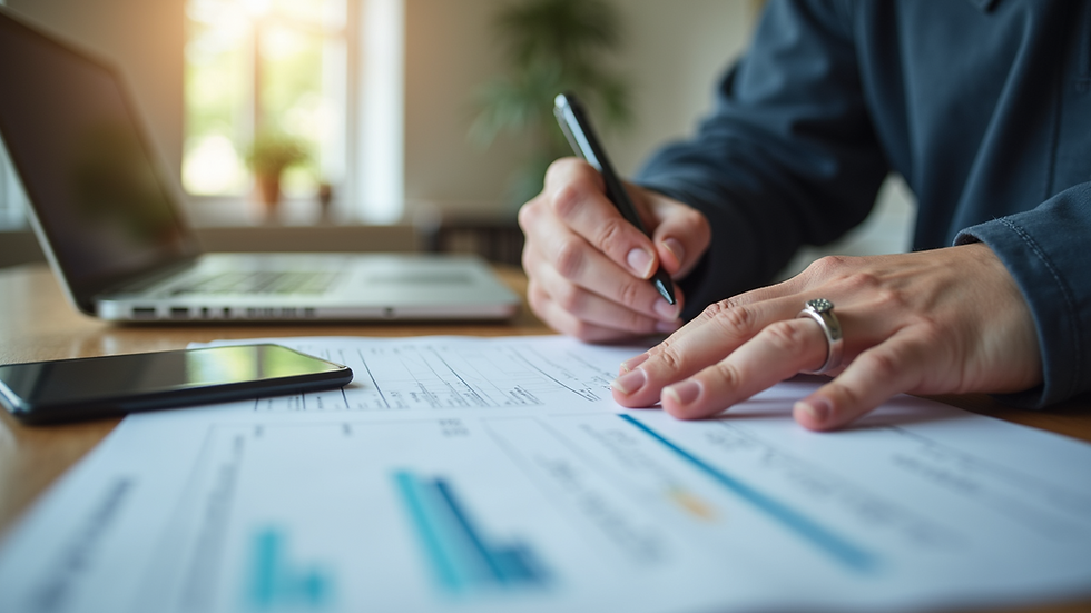 Eye-level view of a person reviewing retirement account documents