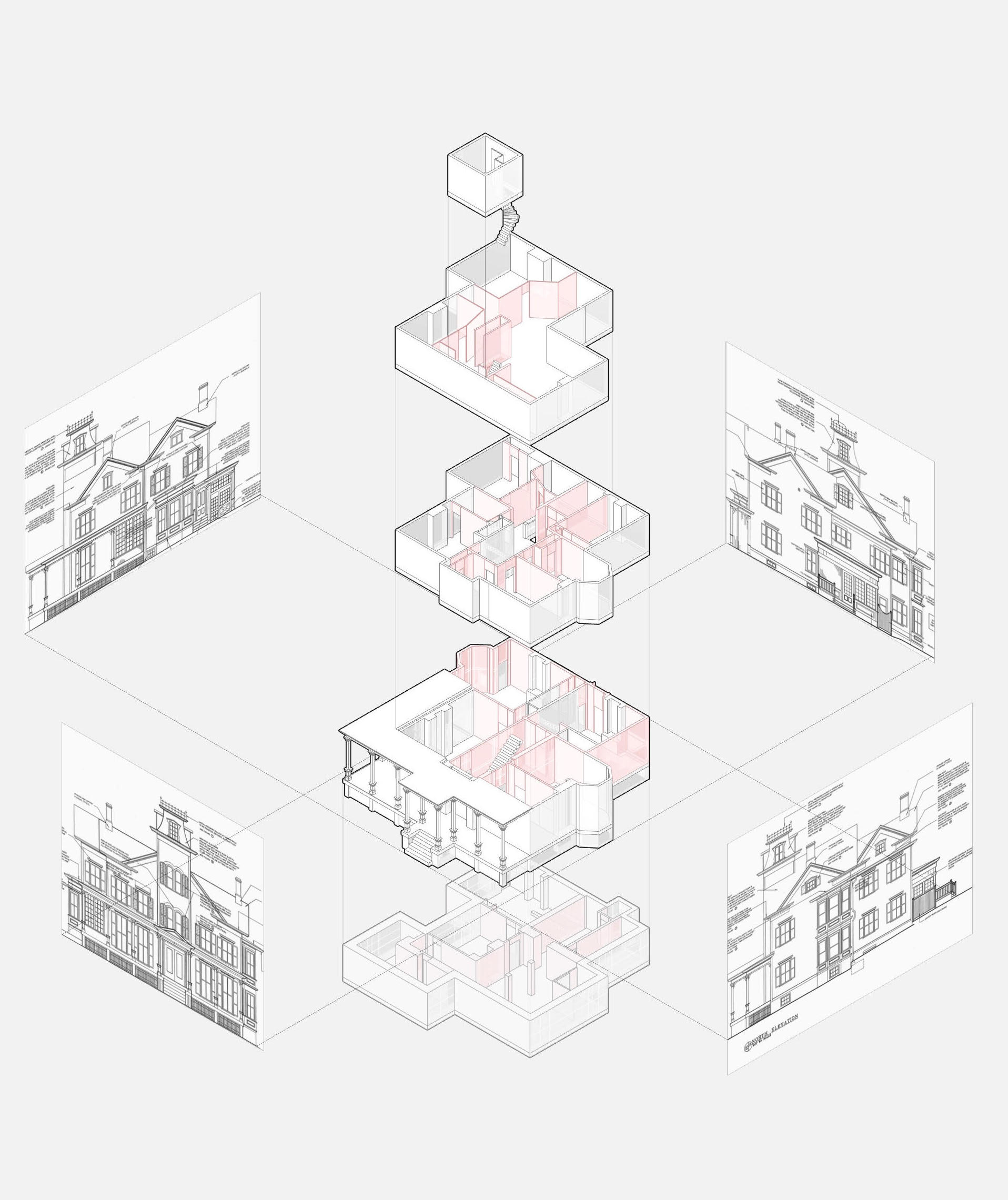 Bond House Axonometric Views