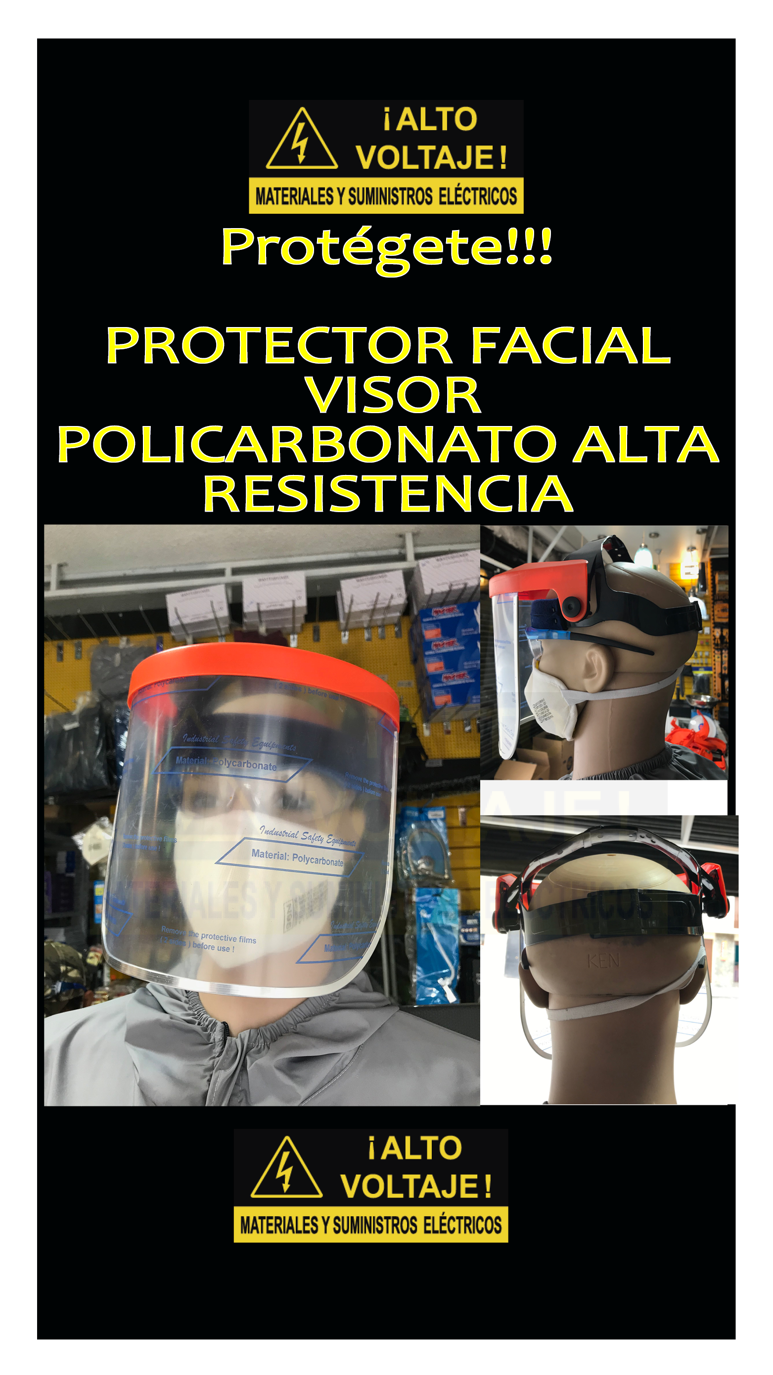 Protector Facial Policarbonato alta Resistencia