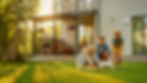 Smiling Father, Mother and Son Pet and Play with Smooth Fox Terrier Retriever Dog. Sun Shi