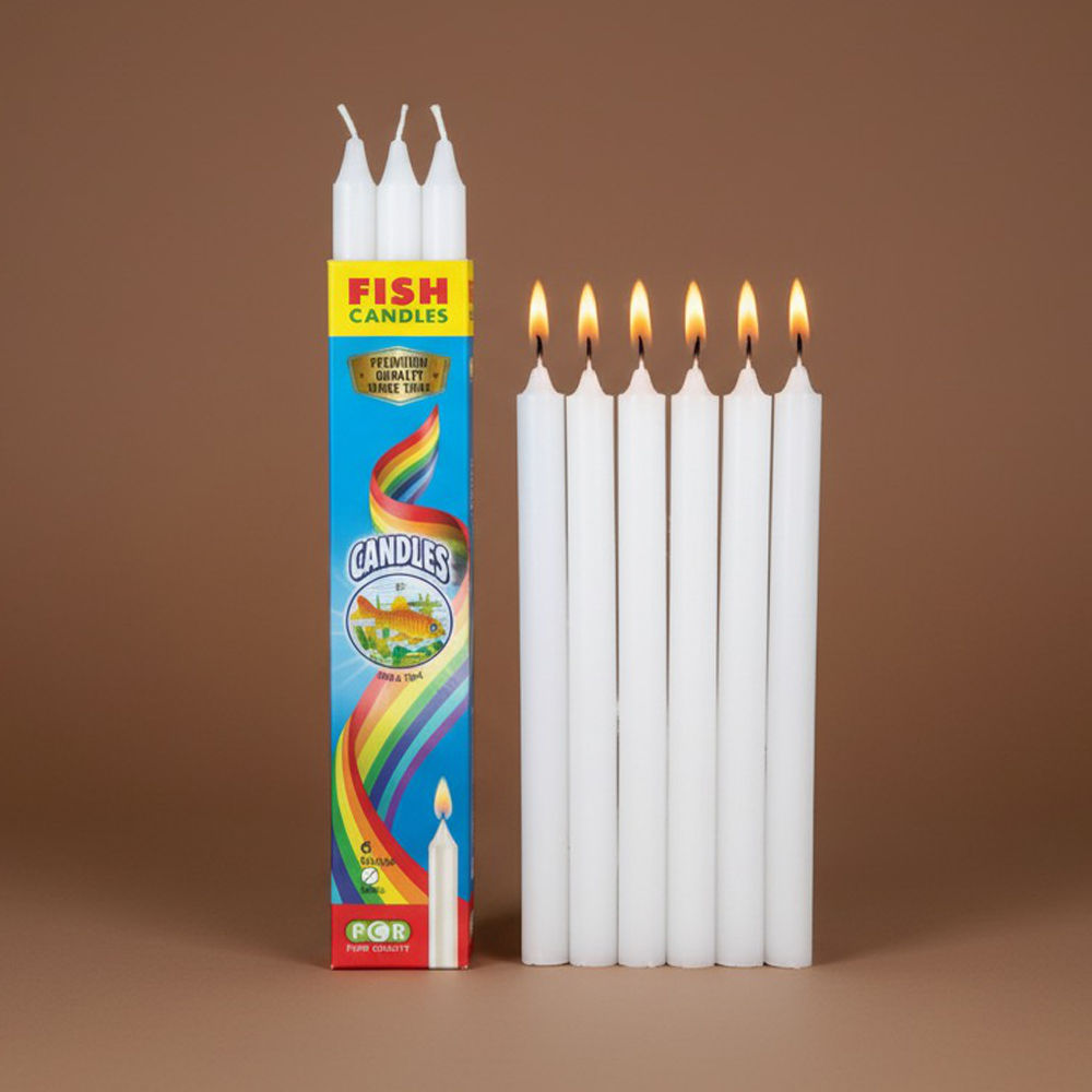 Fish Stick Candle 6.8-06-R (13 mm x 20 cm, White, Set of 6, 3 Pack Bundle)