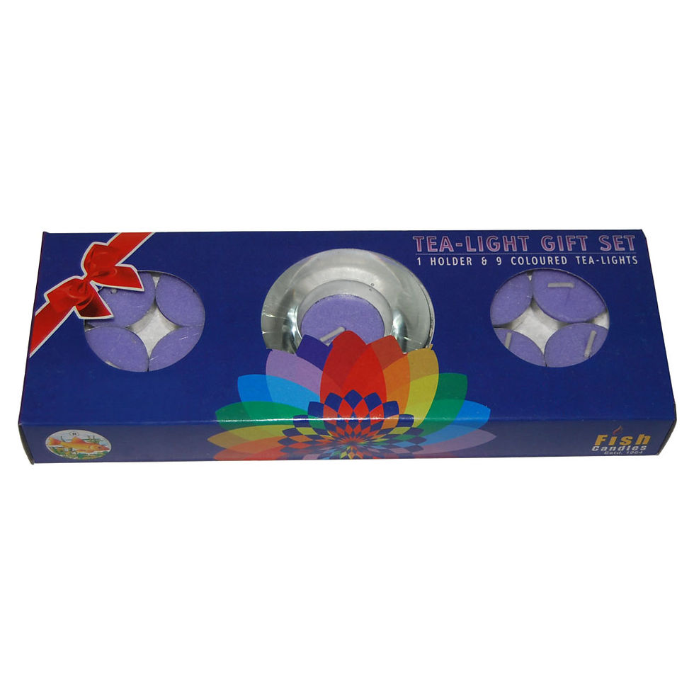 Thumbnail: Fish Brand - Tealight GiftSet (9 Col. Tealights, 1 Glass Holder, 2 Pack Bundle)