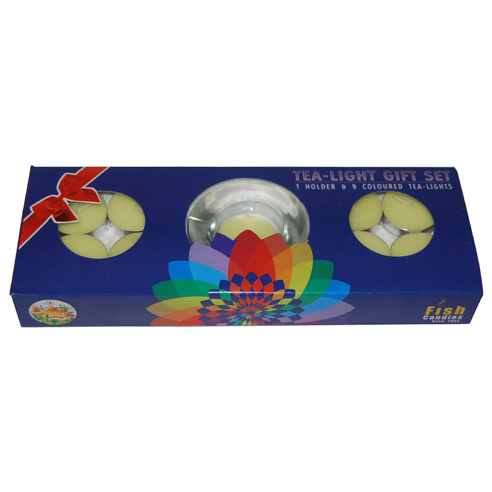 Thumbnail: Fish Brand - Tealight GiftSet (9 Col. Tealights, 1 Glass Holder, 2 Pack Bundle)
