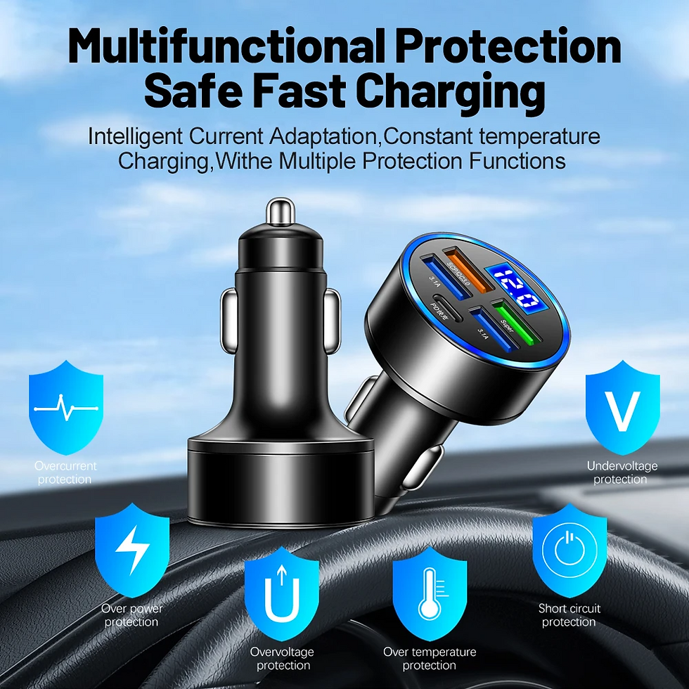 Thumbnail: 5 USB Port Super Fast Car Charger Adapter For iPhone Samsung Android Cell Phone