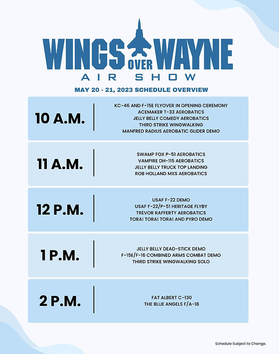 Schedule | Wings Over Wayne