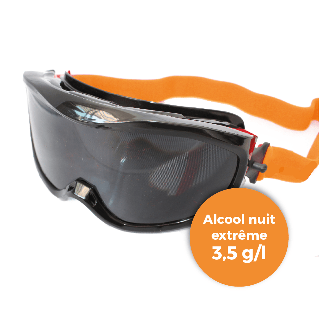 Lunettes simulation Alcool nuit extrême (2,5 à 3,5 gr)