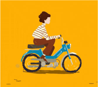 Nuema - Lady riding moped