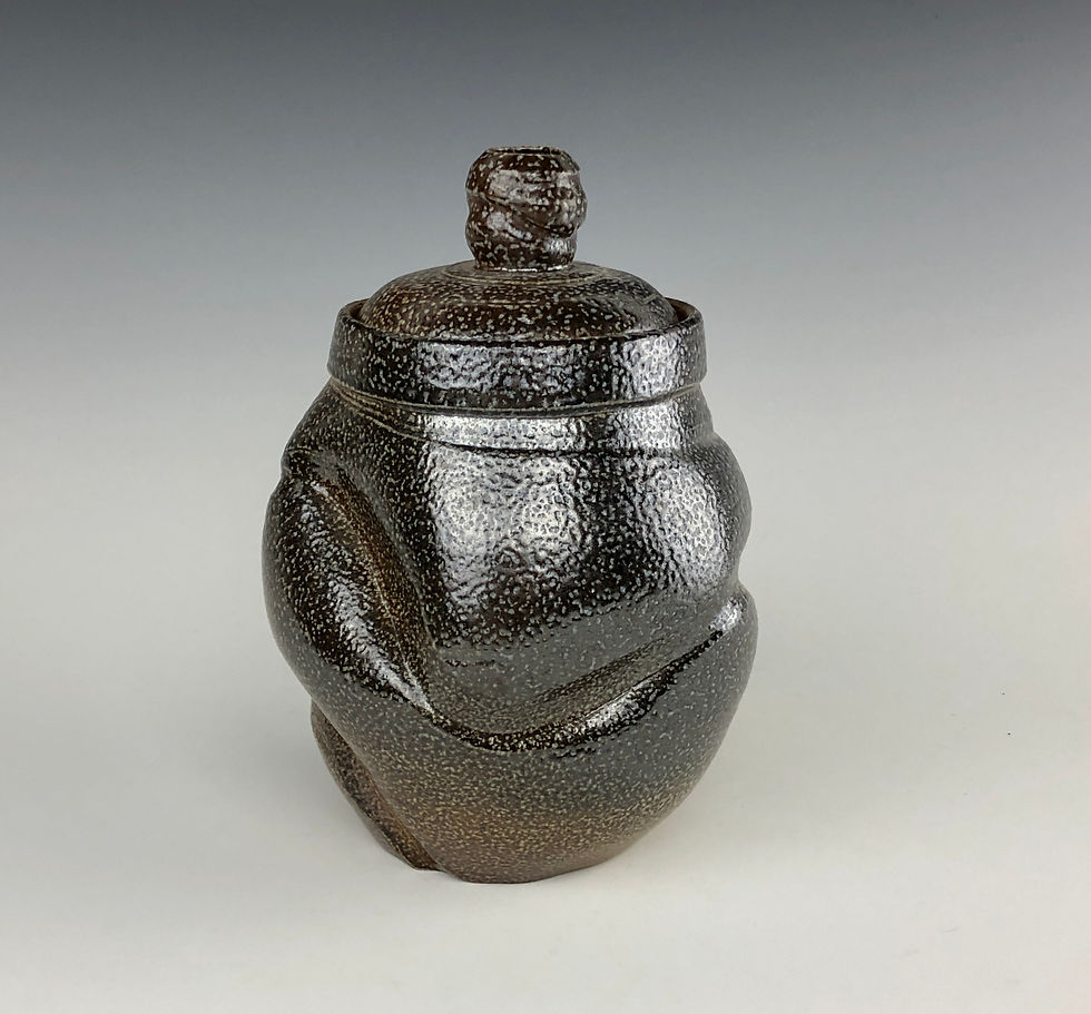 Thumbnail: Wish Pot / jar - salt fired - bronzed
