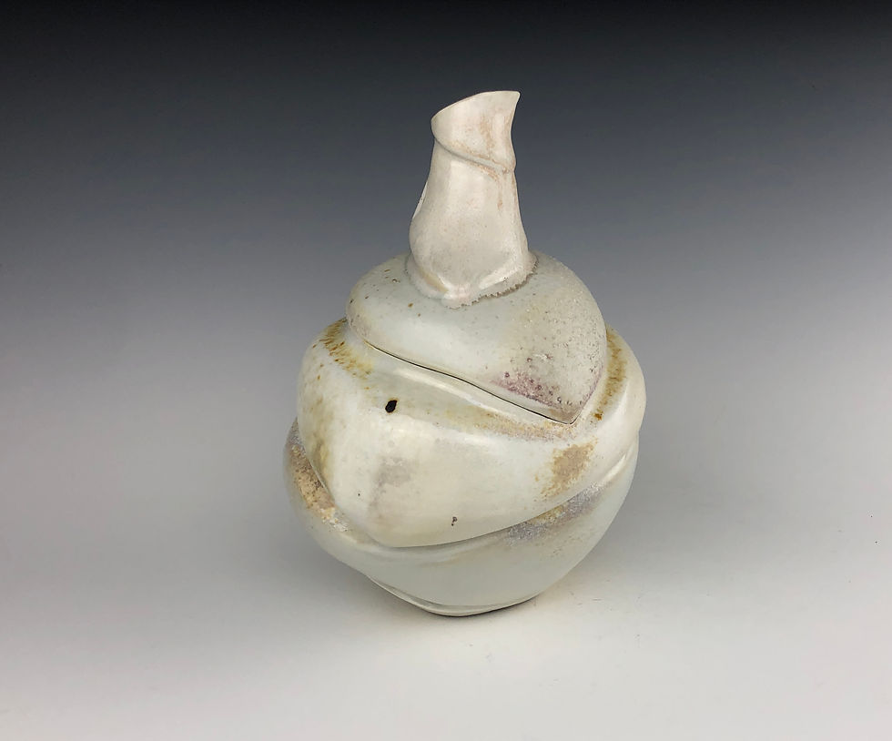 Wish Pot - wood fired white with glass