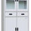 Thumbnail: FLRCC 2 Halves Glass Door Metal Wardrobe Cabinet (HXW055ZY)