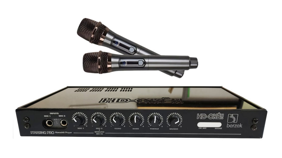Aparelho De Karaokê Hd-okê Starsing Pro + 2 Mics Sem Fio