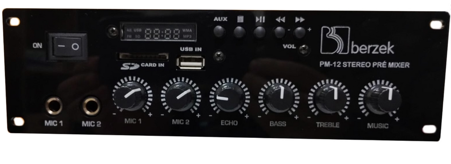 Pré Mixer + microfone - Reprodutor Mp3 -12v - Automotivo Pm12 -3