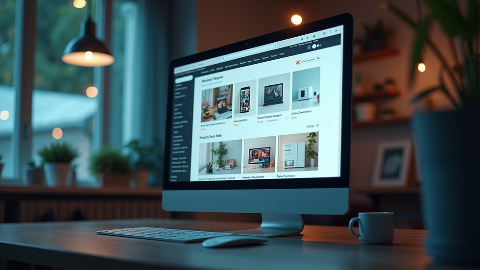 Eye-level view of computer screen showing online store interface