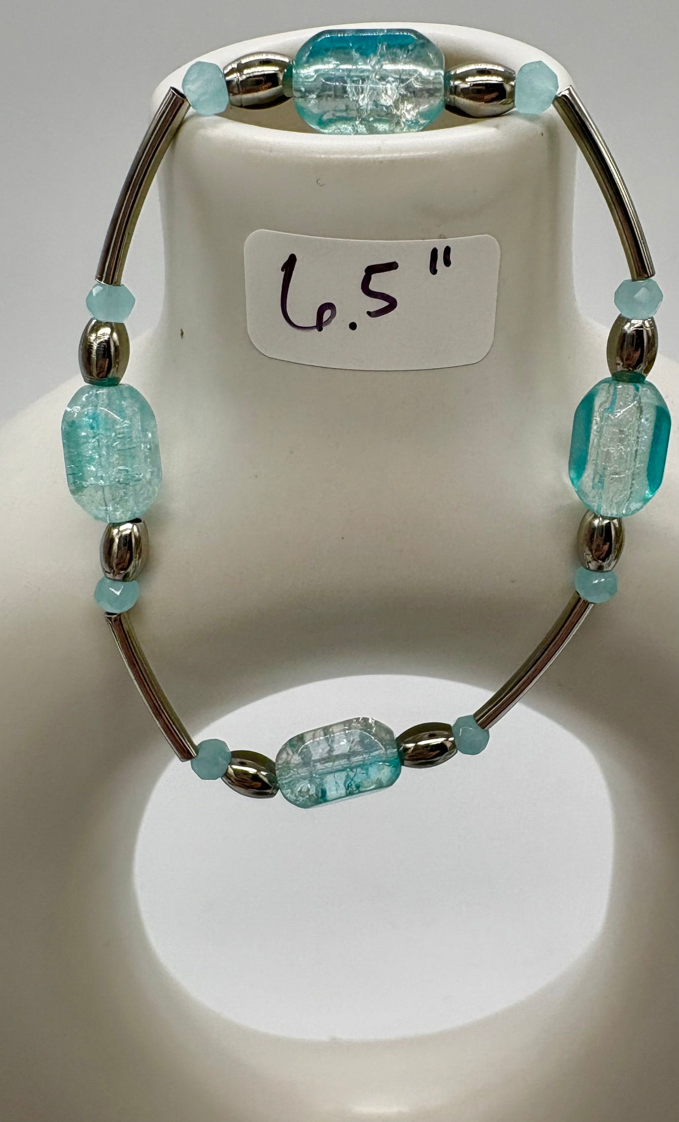 Soft Green and Silver Gratitude Bracelet