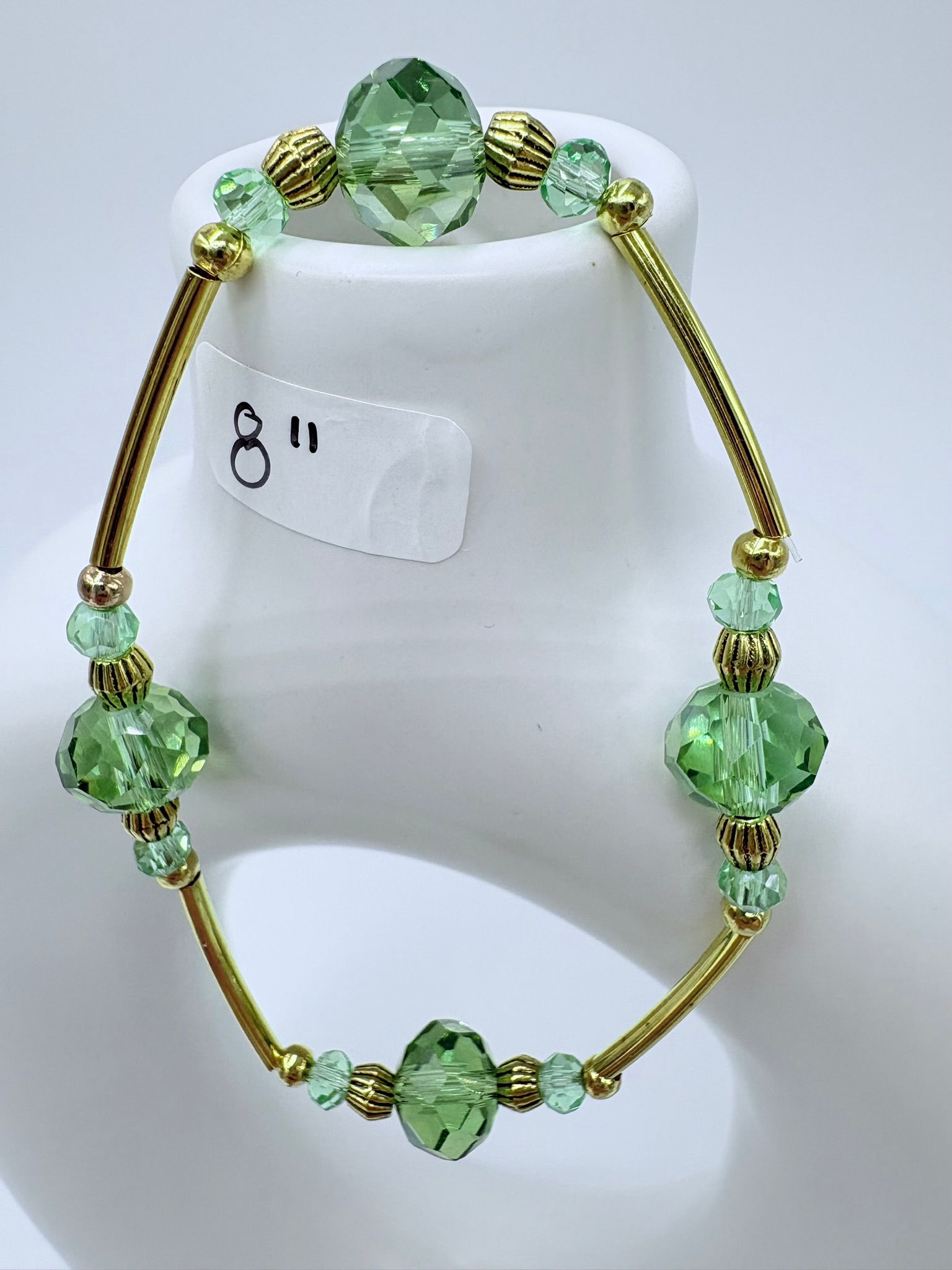 Green and Gold Gratitude Bracelet