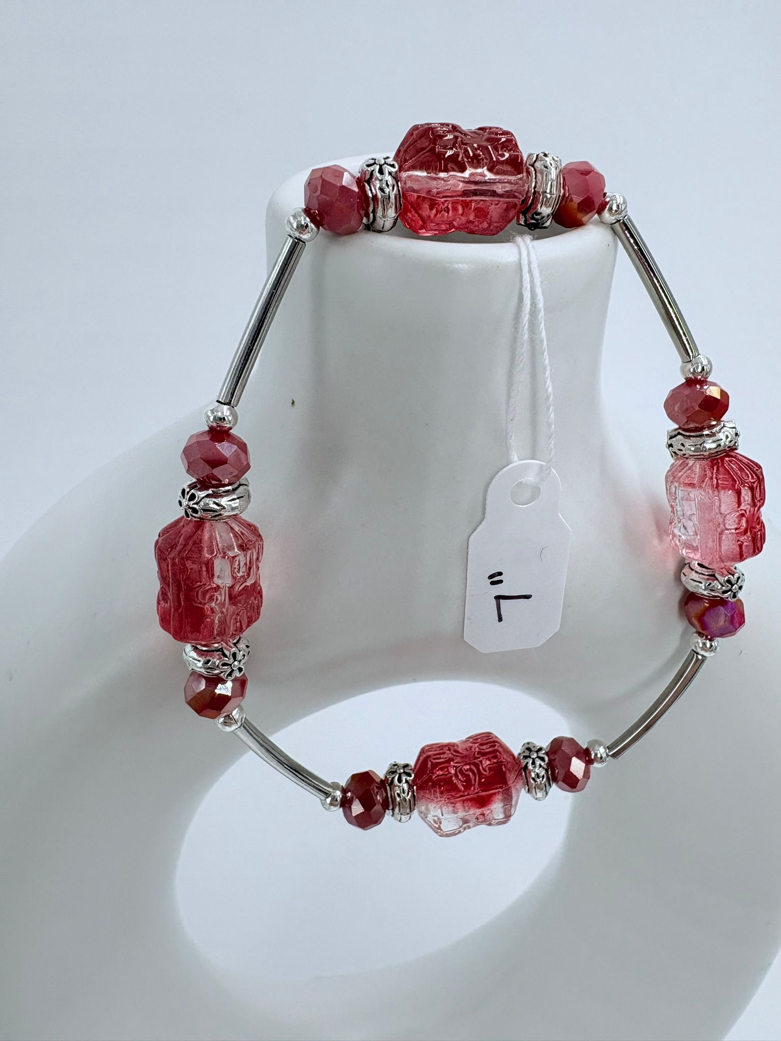 Red and Silver Gratitude Bracelet