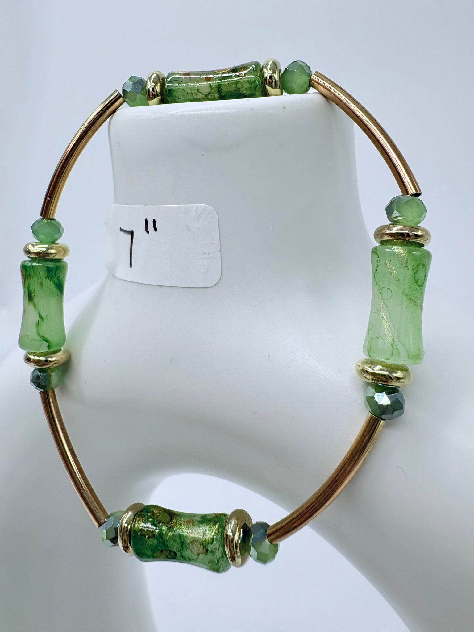 Green and Gold Gratitude Bracelet