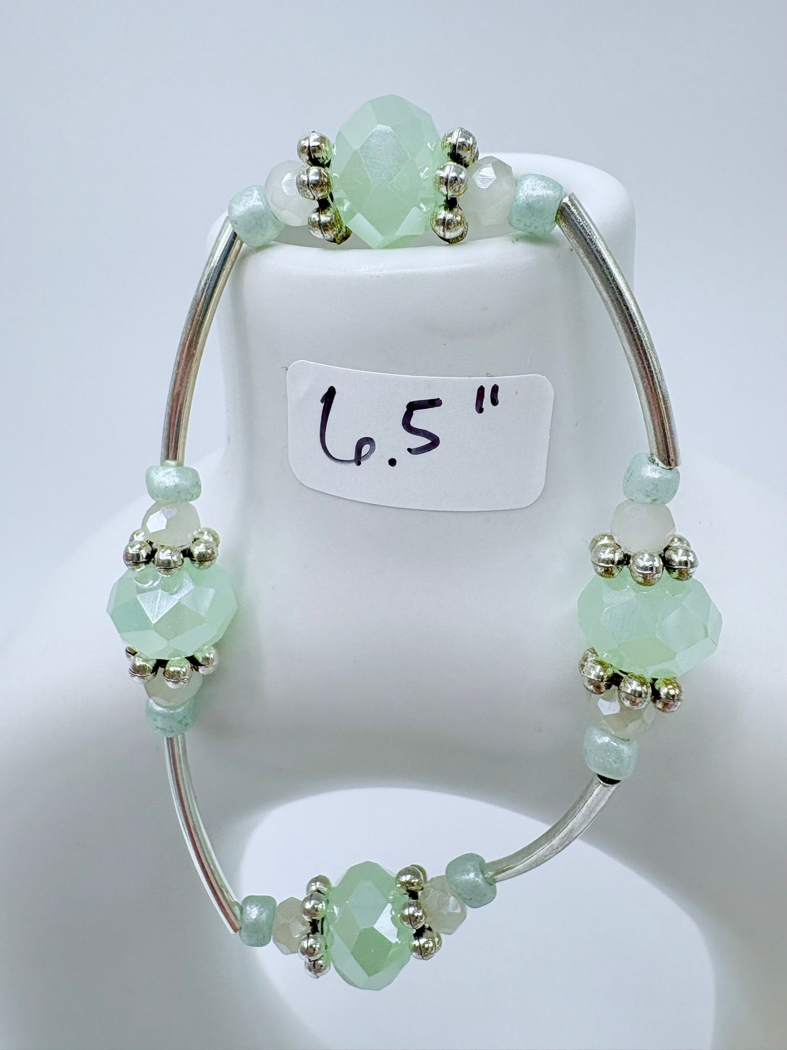 Green and Silver Gratitude Bracelet