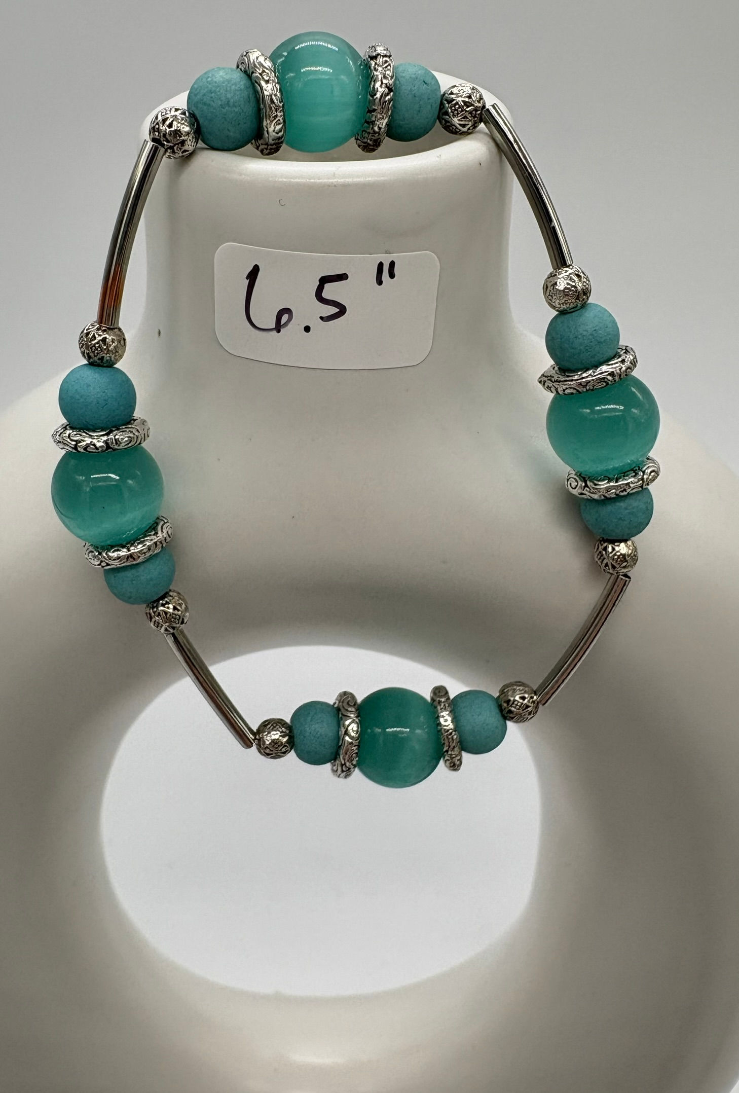 Green and Silver Gratitude Bracelet