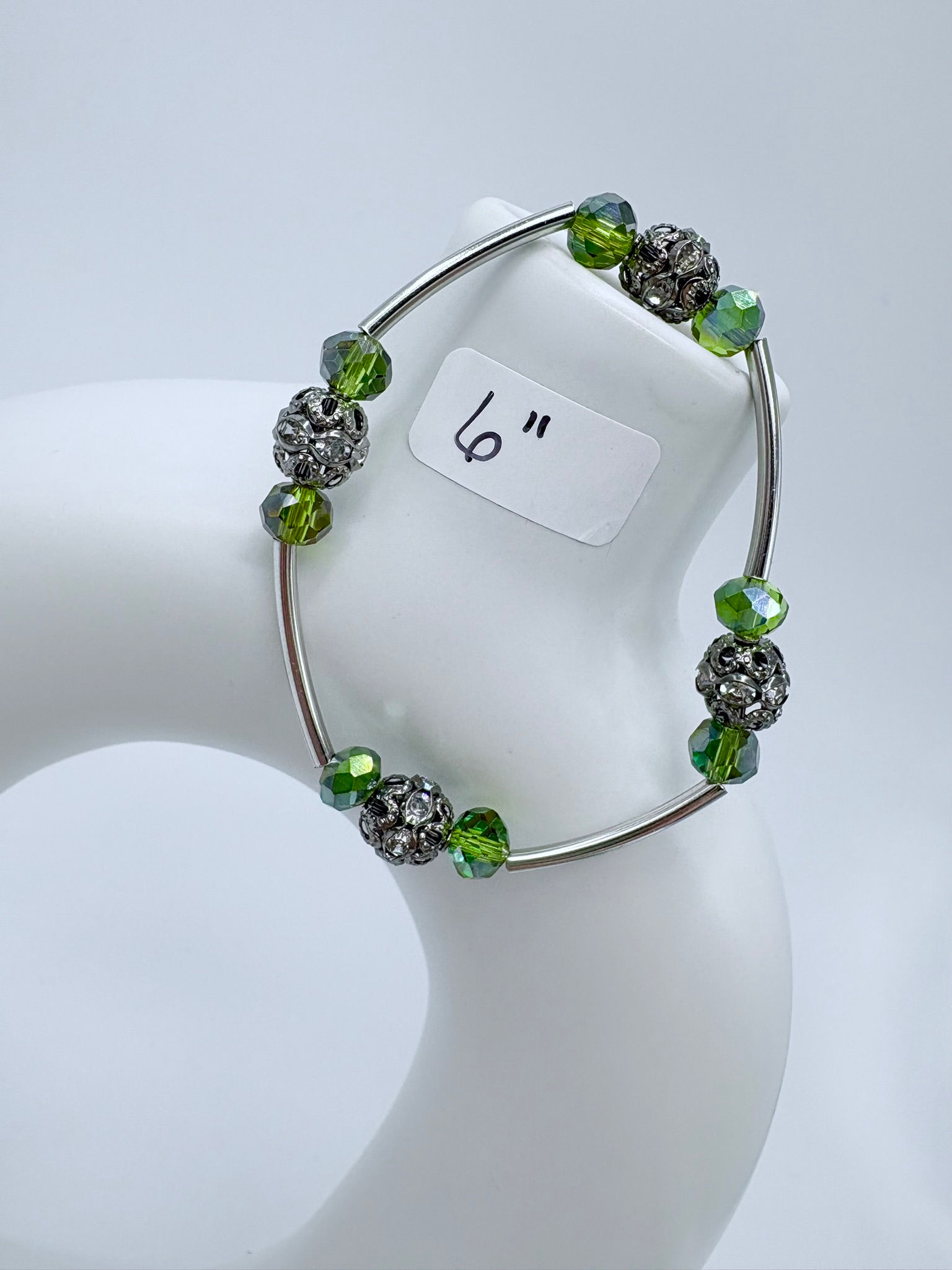 Green and Silver Gratitude Bracelet