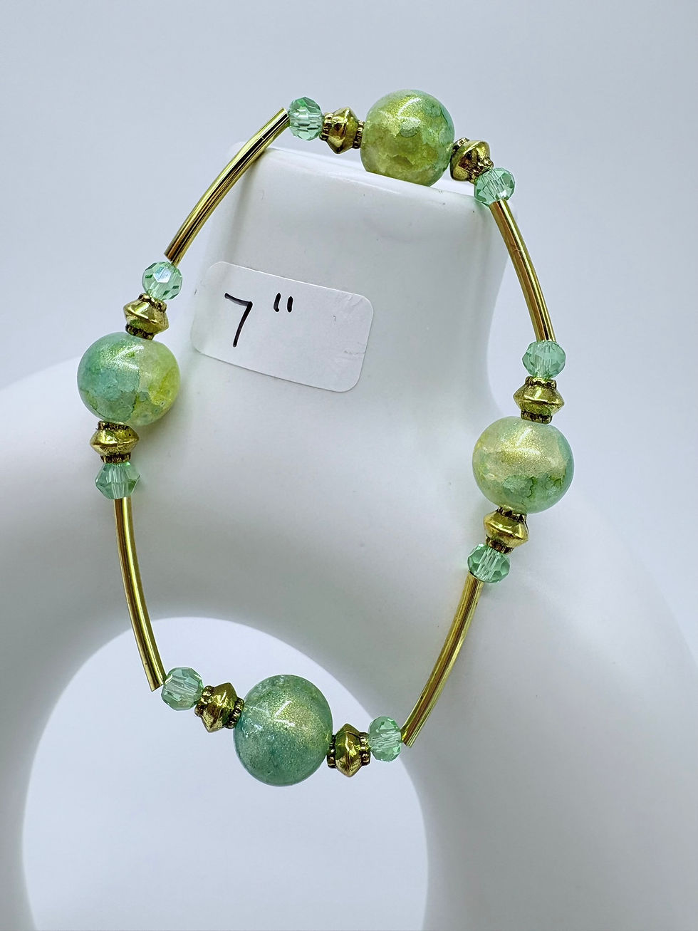 Green and Gold Gratitude Bracelet