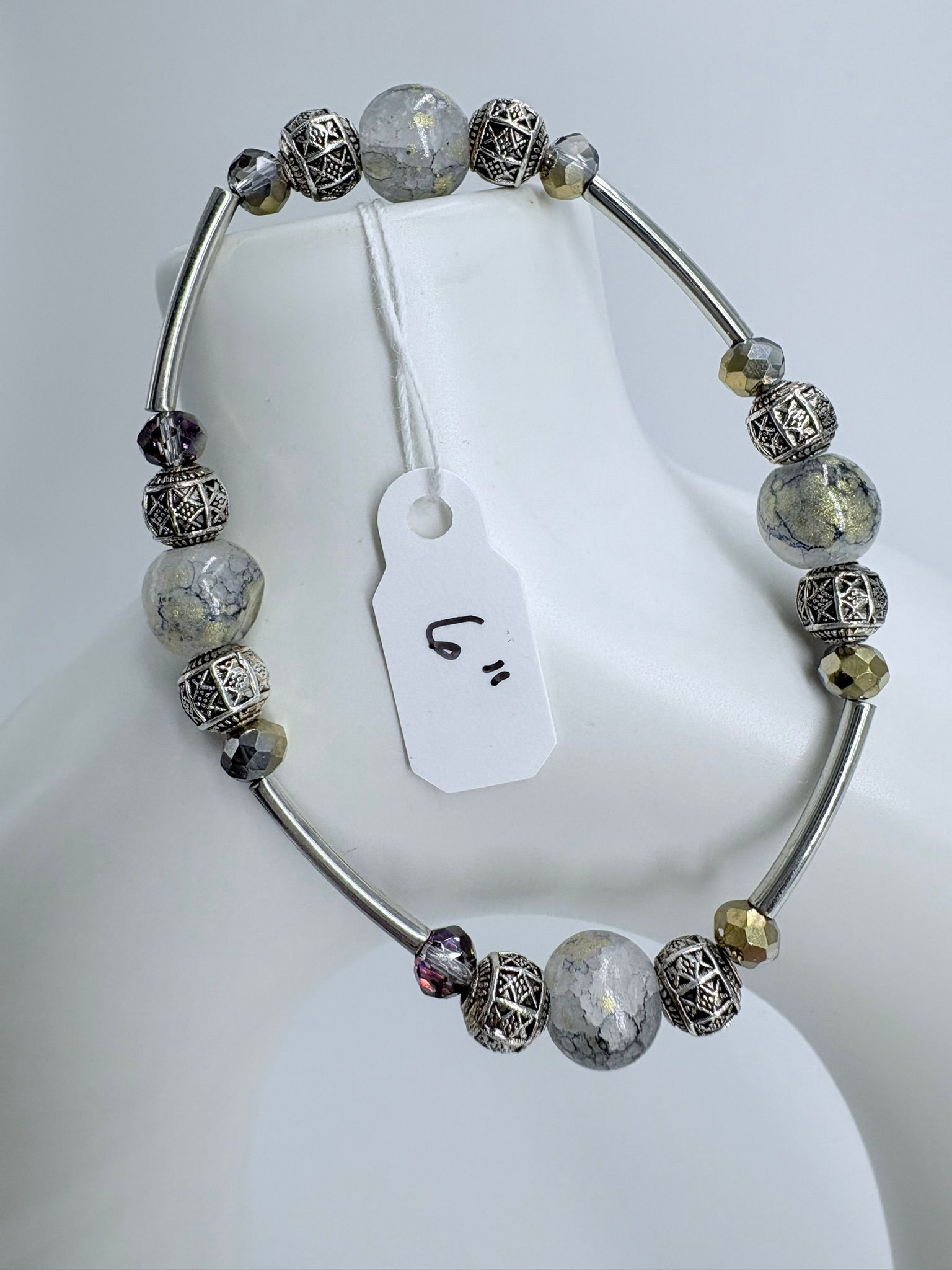 Gray and Silver Gratitude Bracelet