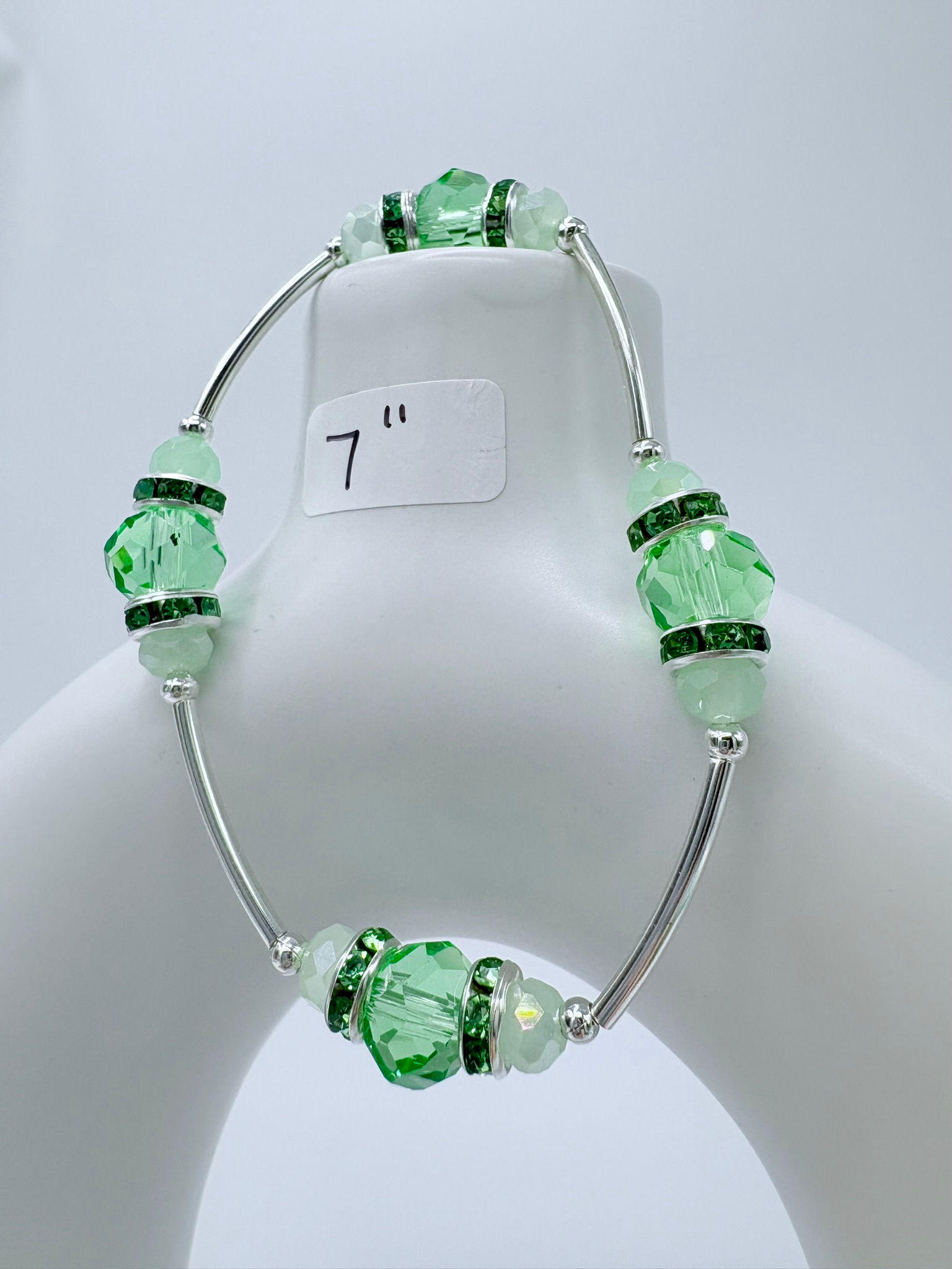 Green and Silver Gratitude Bracelet