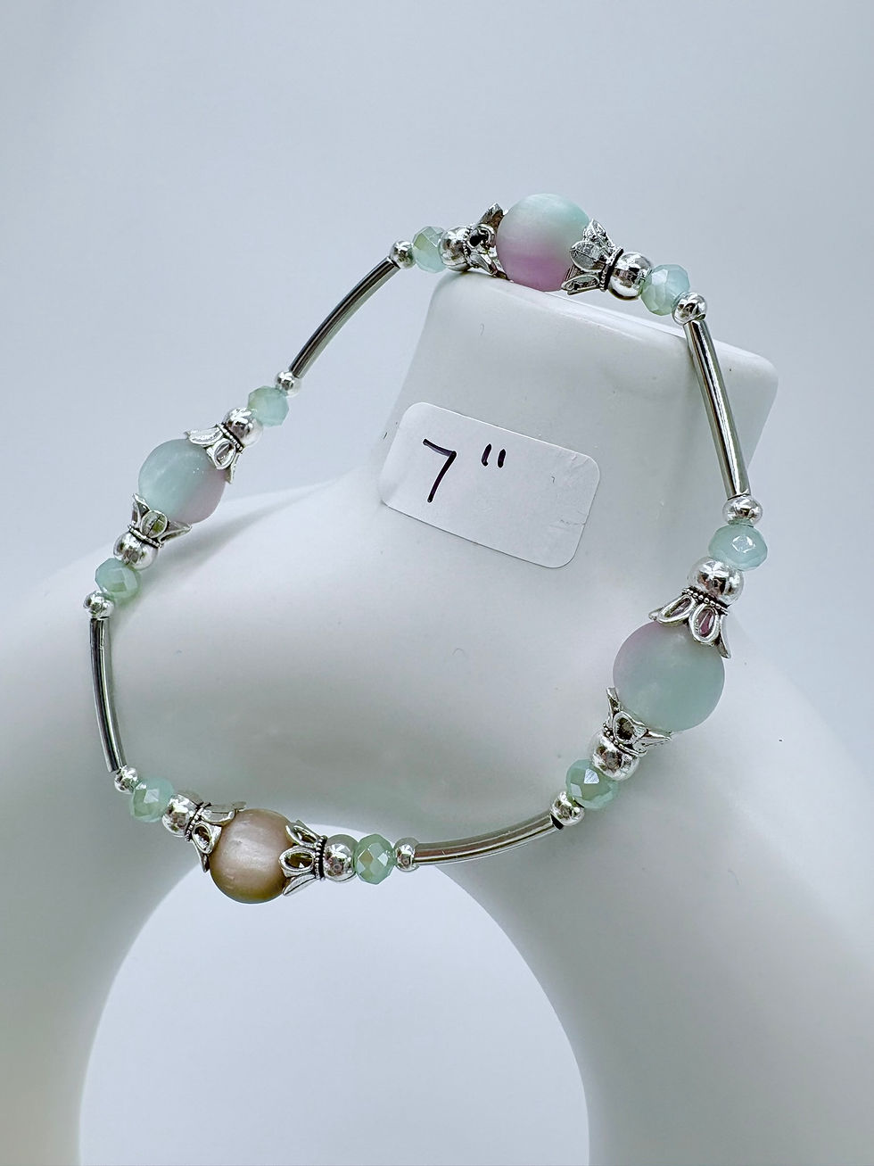 Green and Silver Gratitude Bracelet