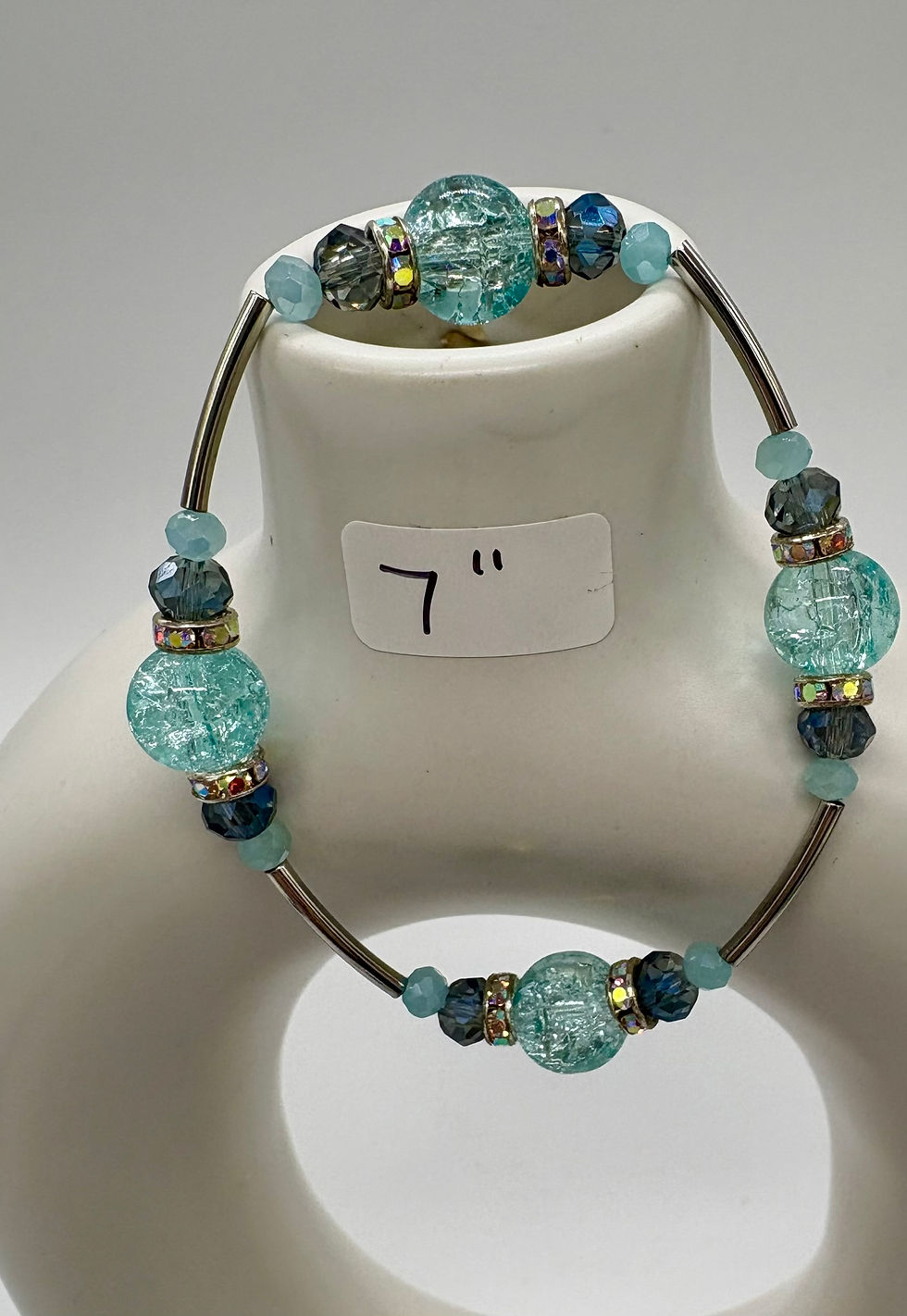 Green/Blue and Silver Gratitude Bracelet