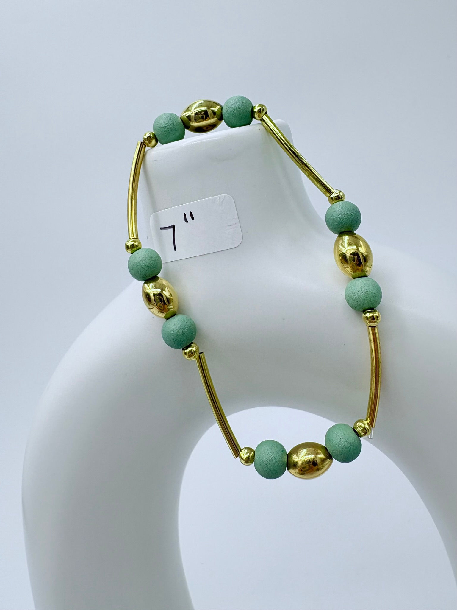 Green and Gold Gratitude Bracelet