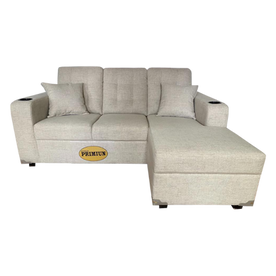 Sala en L en tela beige