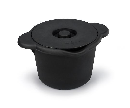 Ice Bucket With Lid And Handle Round Black 4L