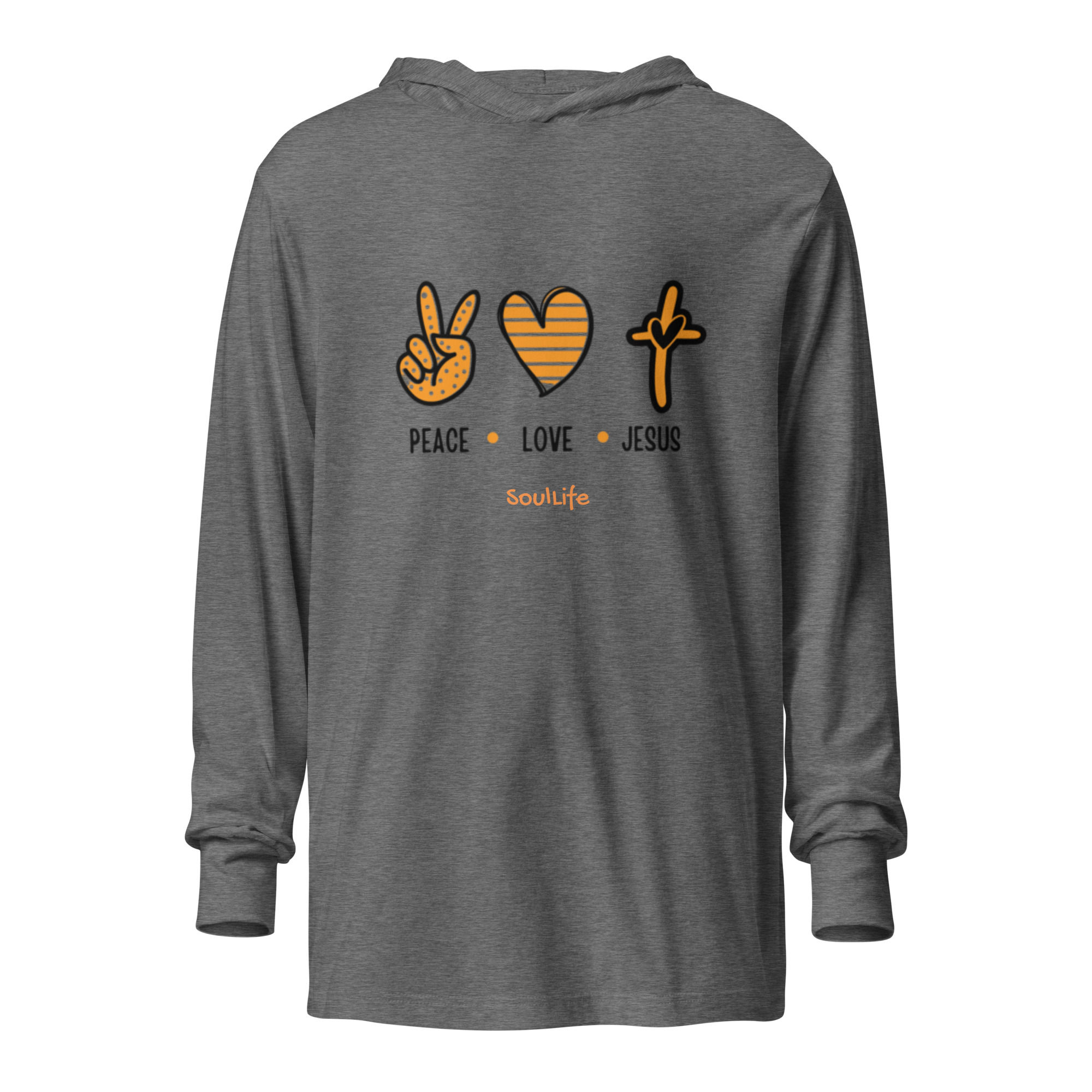 Peace, Love, Jesus - Hooded long-sleeve tee - SoulLife
