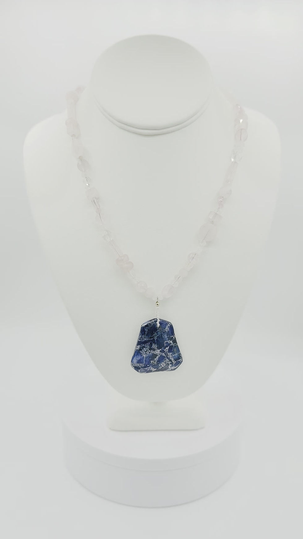 Thumbnail: Rose Quartz Necklace with Blue Kyanite Pendant