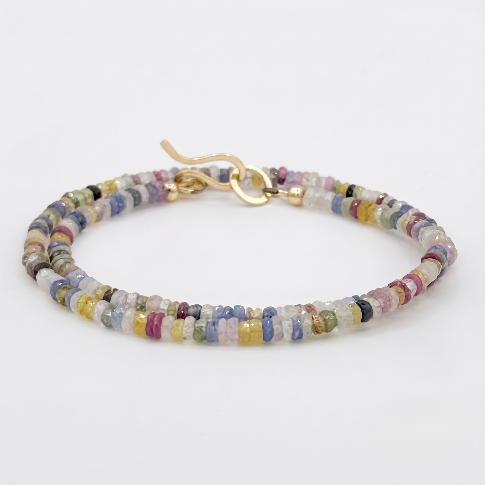 Multicolored Sapphire Double Wrap Bracelet