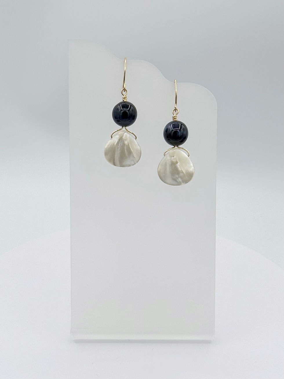 Thumbnail: Tiger Eye and Mother of Pearl Earrings