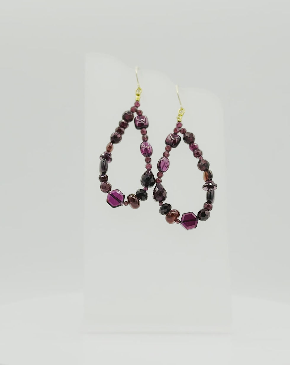 Thumbnail: Red Garnet Hoop Earrings