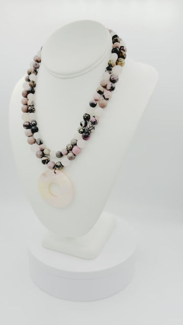 Thumbnail: Matte Rhodonite and Rose Quartz Necklace