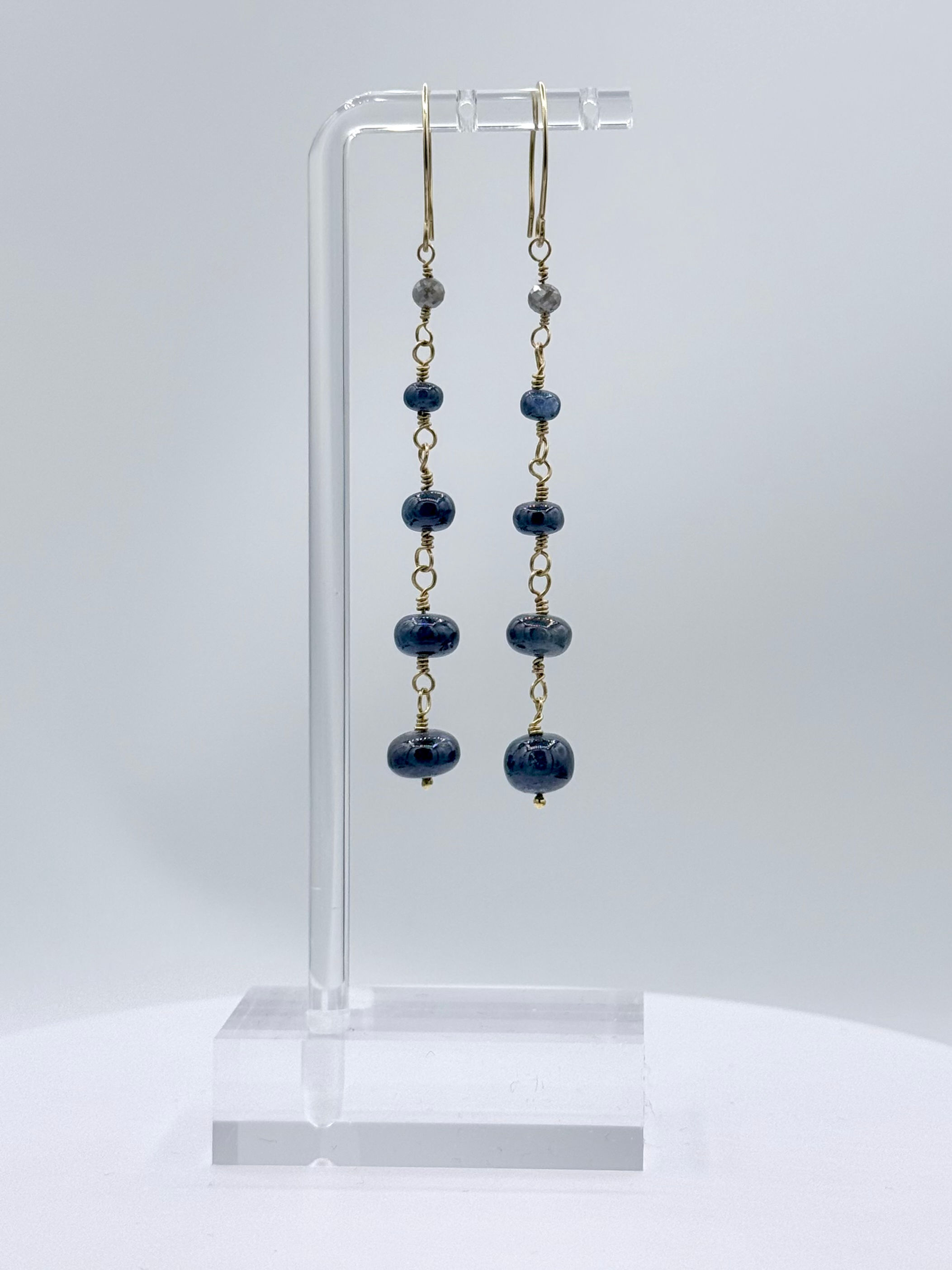 Blue Sapphire and Diamond Drop Earrings