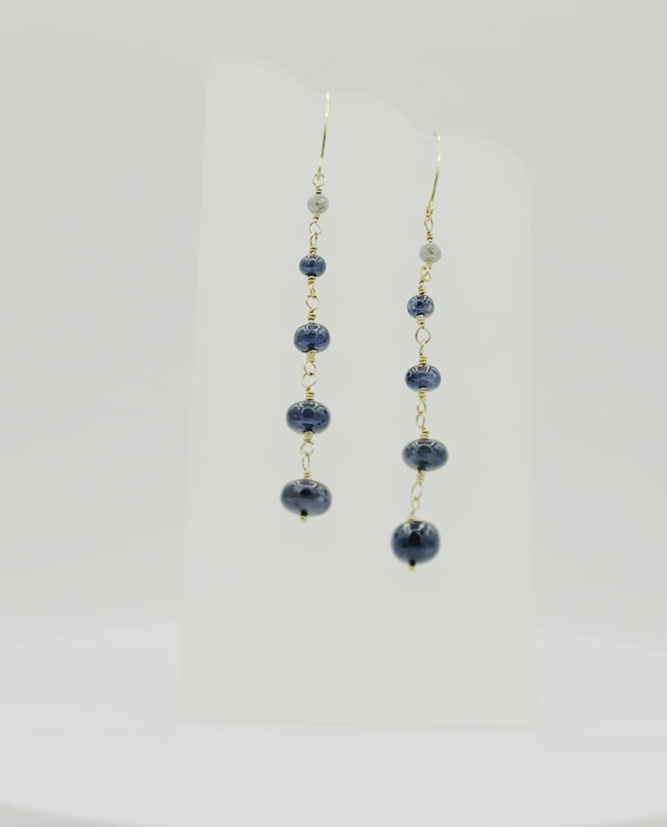 Thumbnail: Blue Sapphire and Diamond Drop Earrings