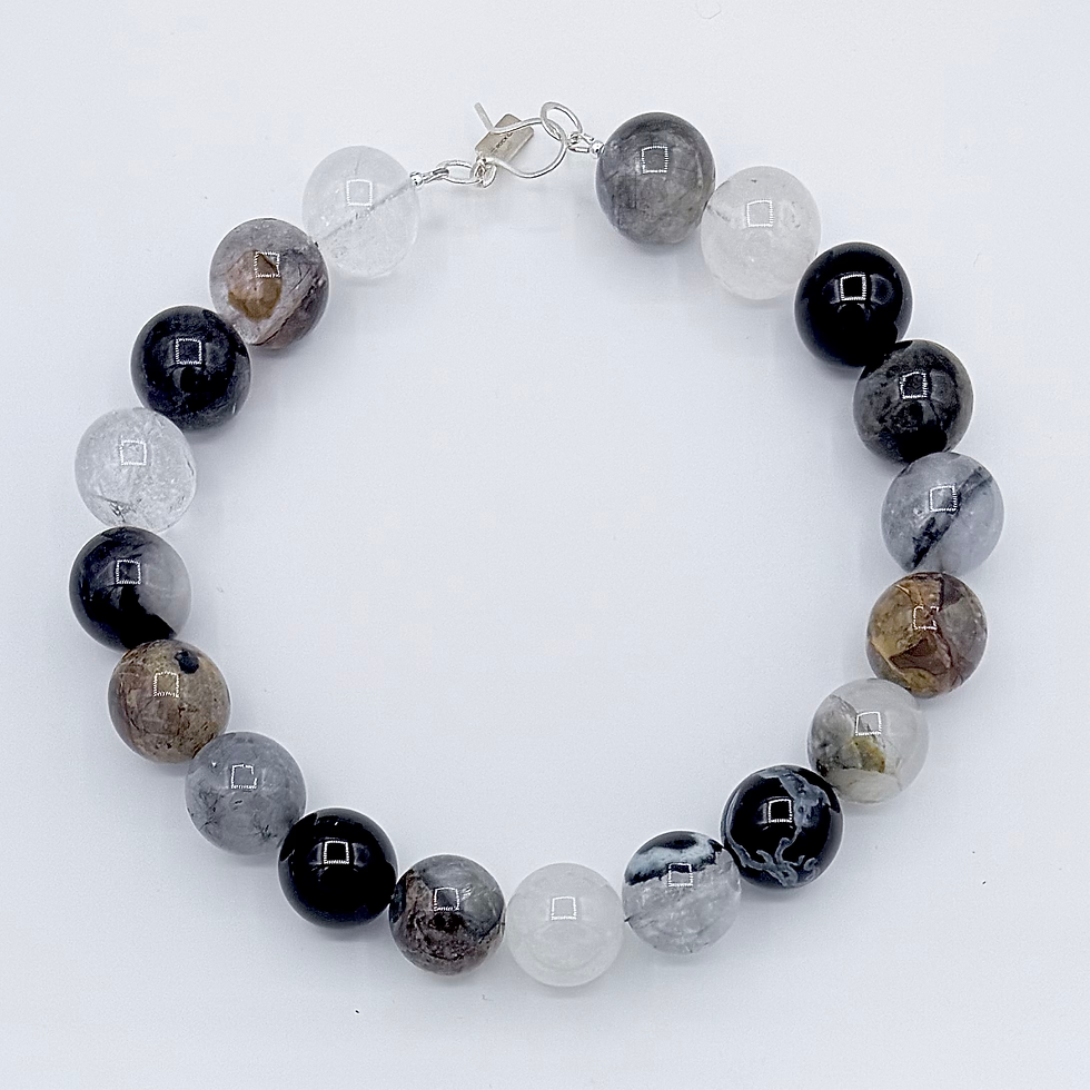 Thumbnail: Black and Grey Agate Necklace