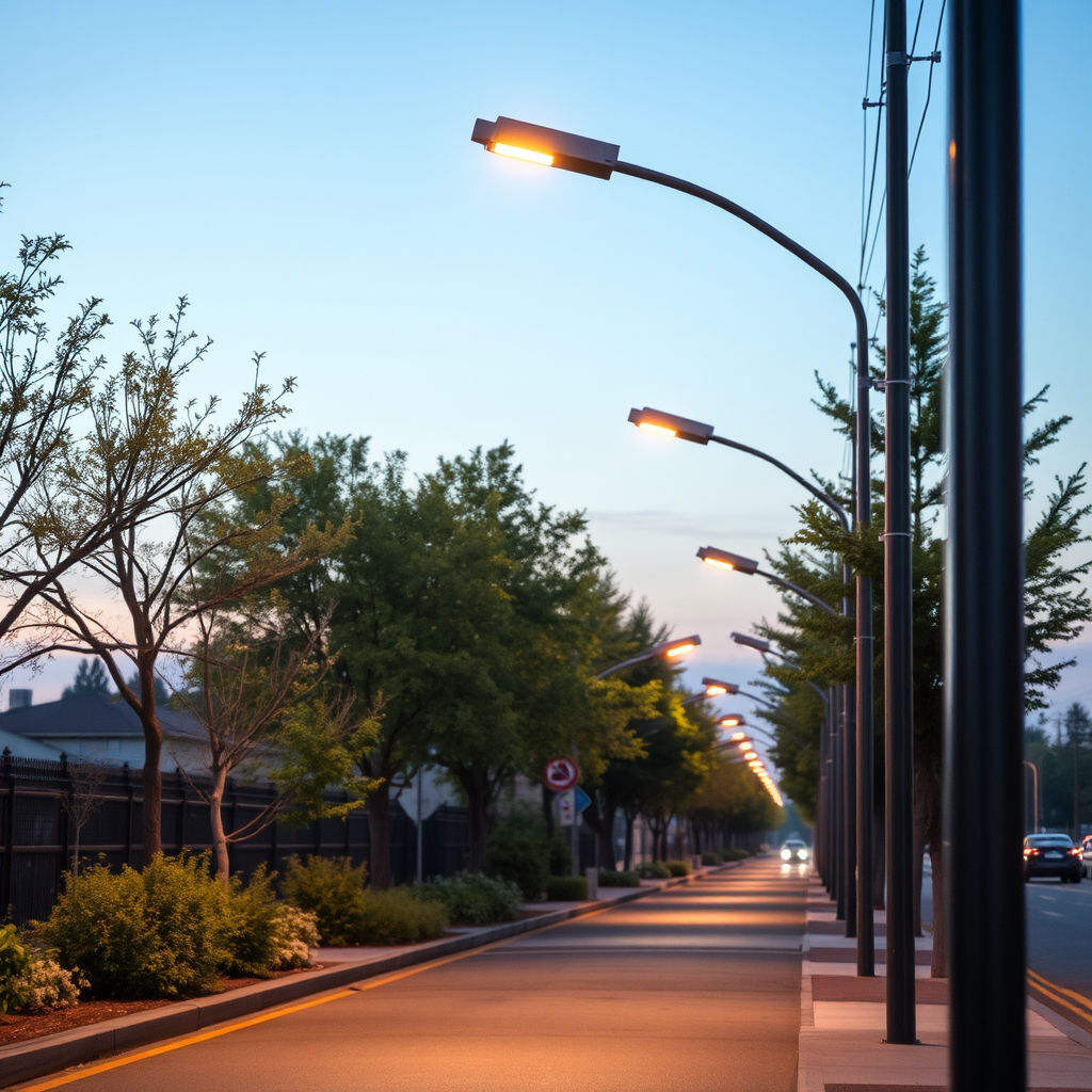 Well-lit street at dawn