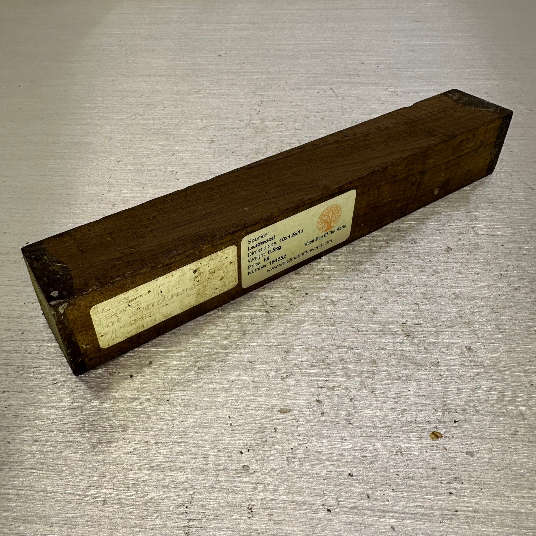 Weighty Leadwood spindle 10" x 1.5" x 1.5"