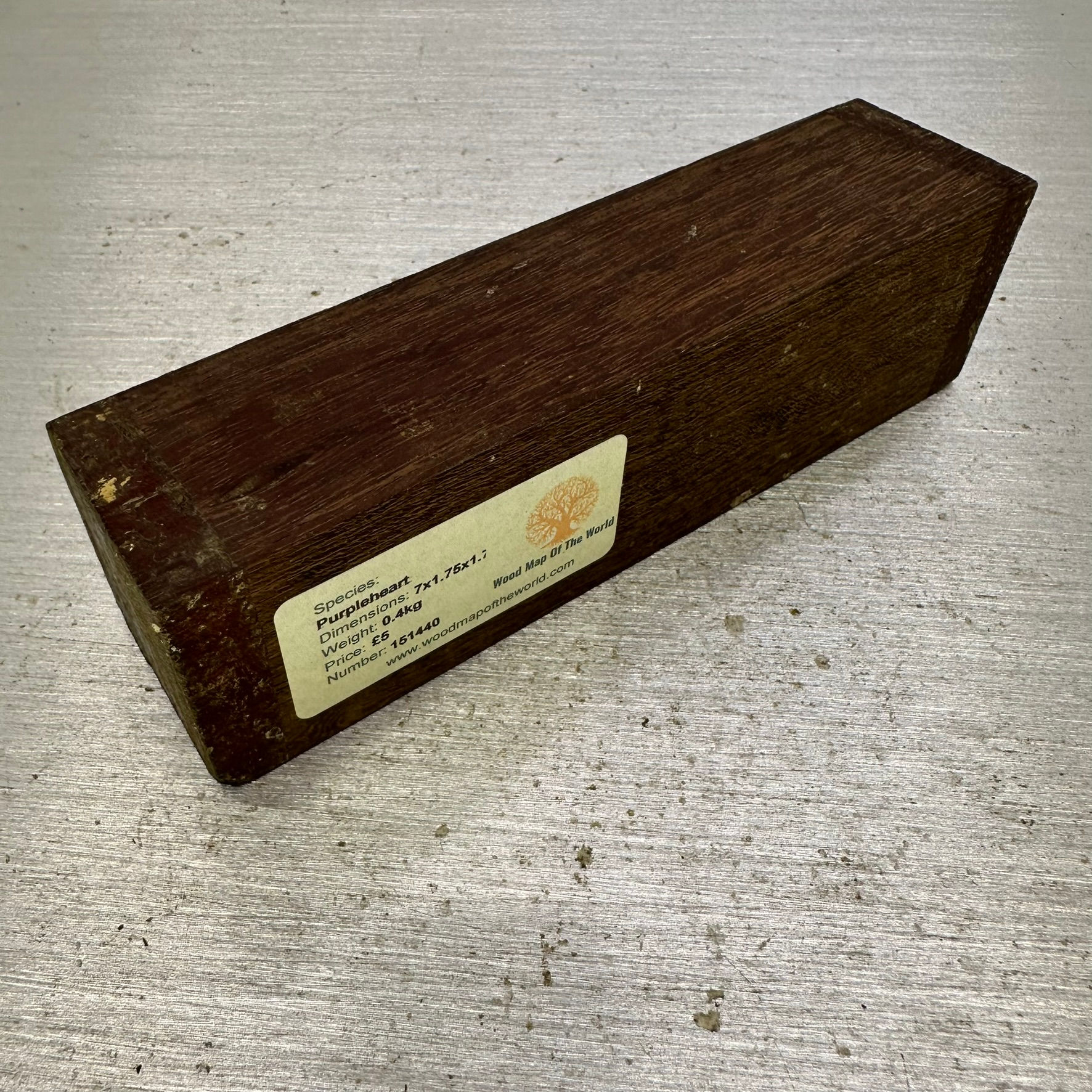 Purpleheart Spindle 7" x 1.75" x 1.75"