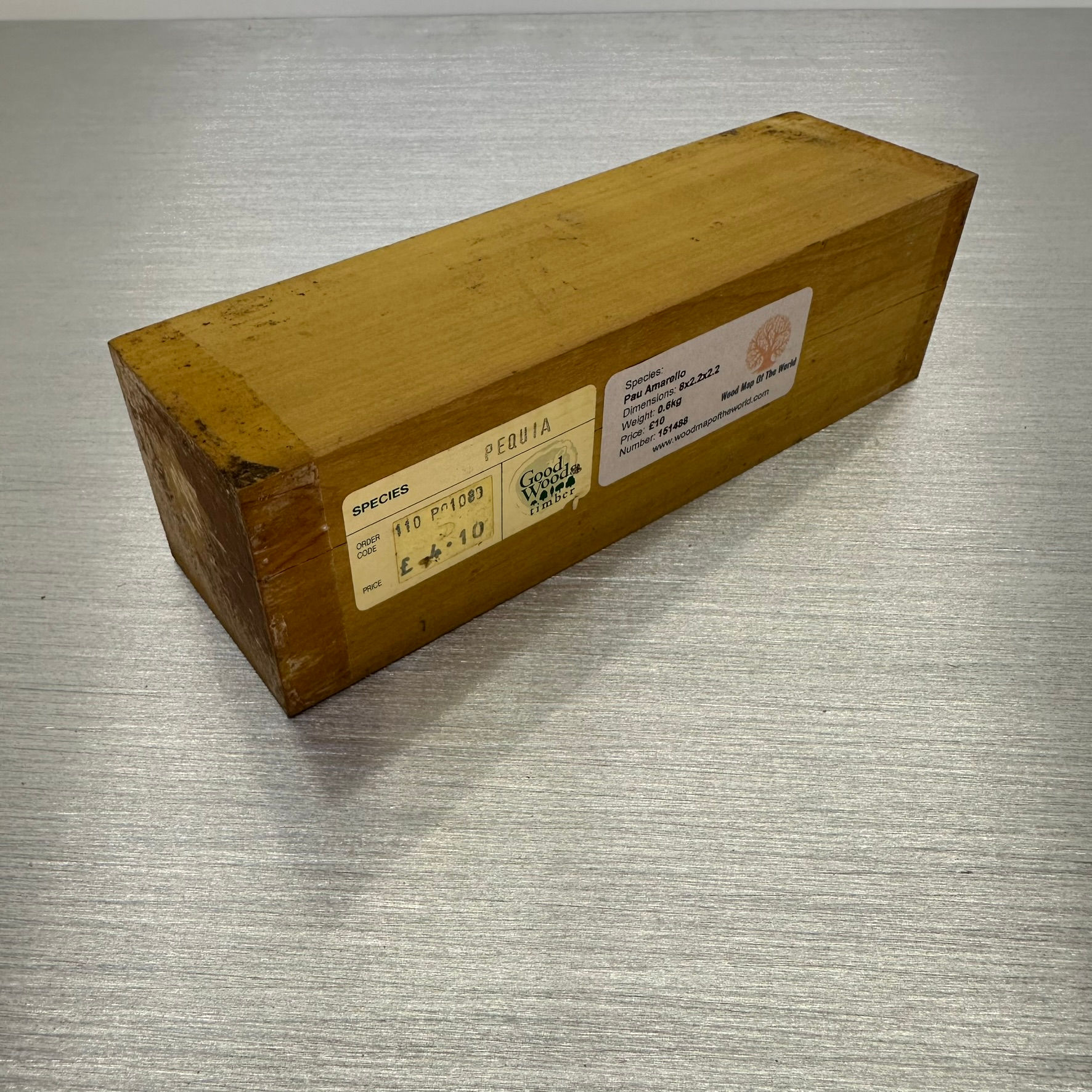 Pau Amarello, Pequia 8" x 2.25" x 2.25"