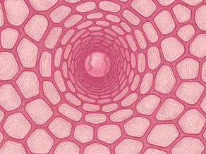 A pink organoid in the center of a typhoon-like pink spiral 