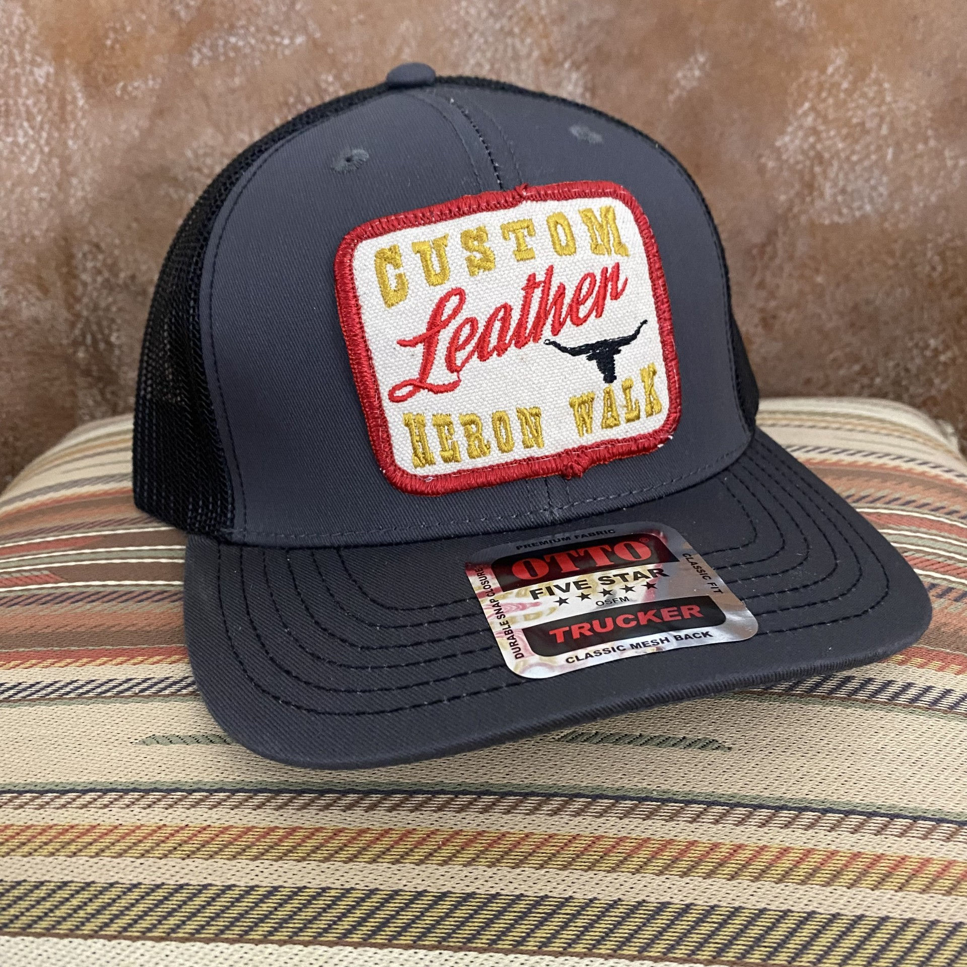 Charcoal Longhorn Patch Trucker Hat