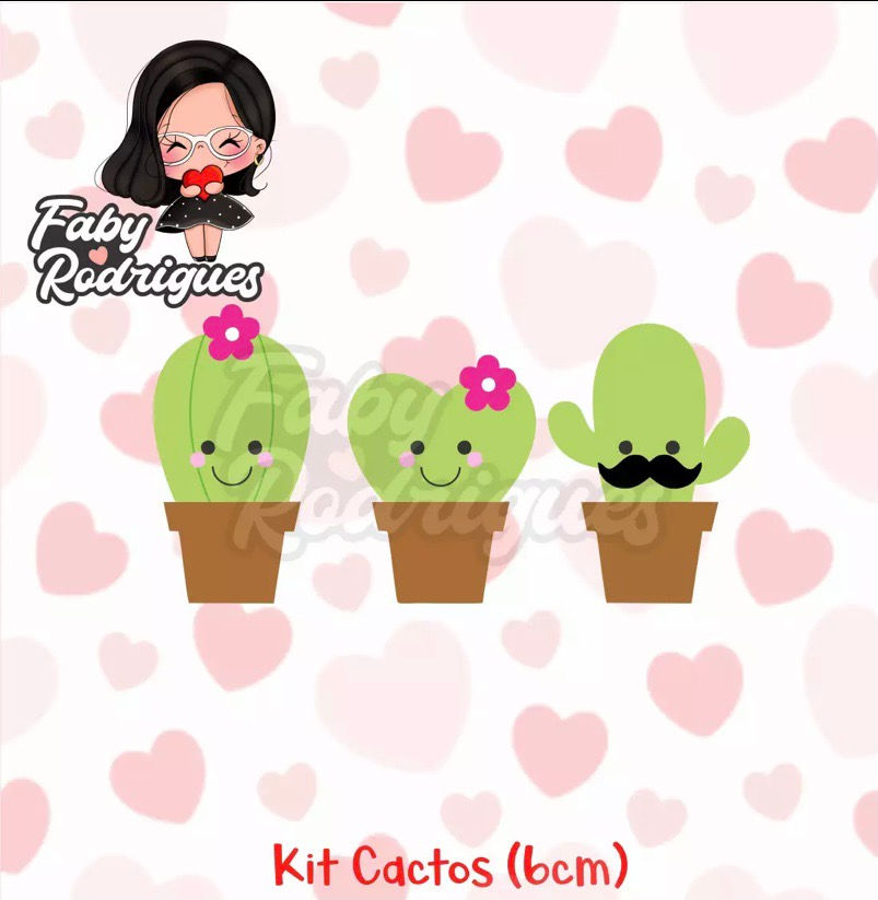 Kit Cactus Cutter ( 6cm) - CD - Kit Cactos - Faby Rodrigues Set of 5 pieces