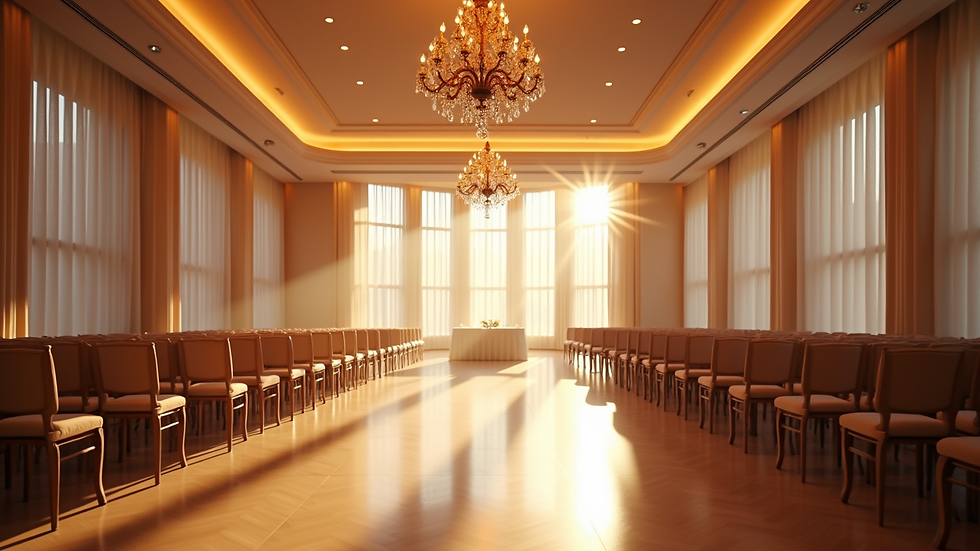 Eye-level view of a spacious and elegant event venue